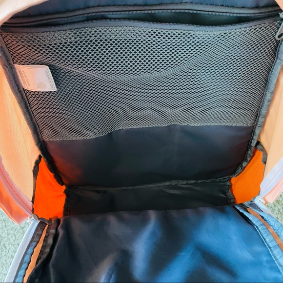 Adidas Orange Front White Logo Detail Adjustable Strap Zip Up Closure Backpack - Picture 10 of 13